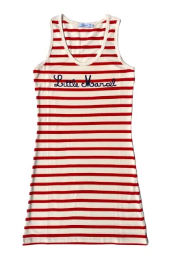 Femme LITTLE MARCEL Robe à Rayures femme EDEN ECRU ROUGE