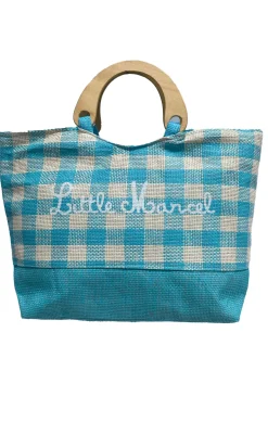 LITTLE MARCEL Sac de plage anses en bois Blue ZT1213BLUE