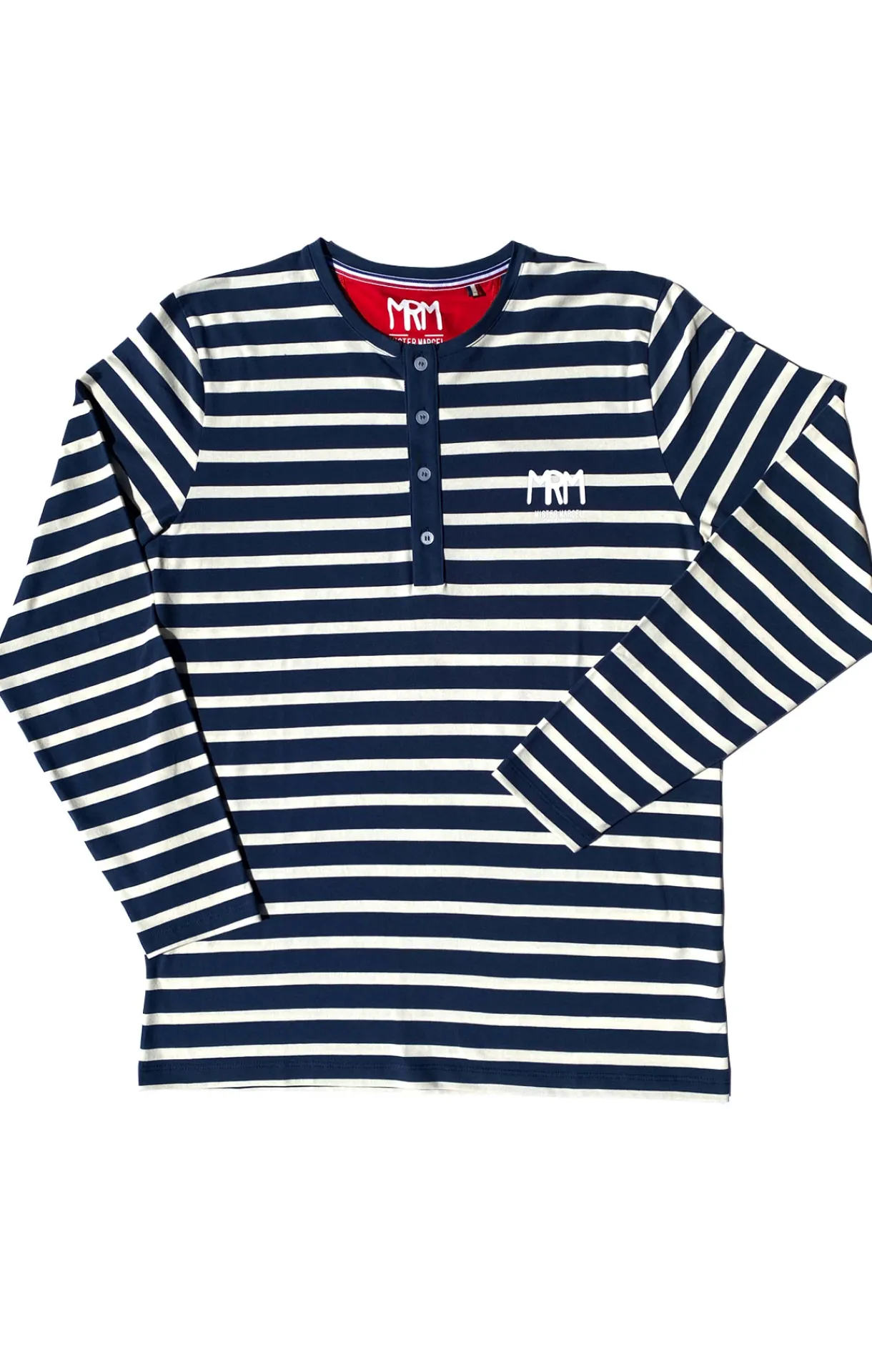 Homme LITTLE MARCEL Tee-shirt col tunisien Homme Mister Marcel TUNIS MARINE ECRU