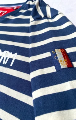 Homme LITTLE MARCEL Tee-shirt col tunisien Homme Mister Marcel TUNIS MARINE ECRU
