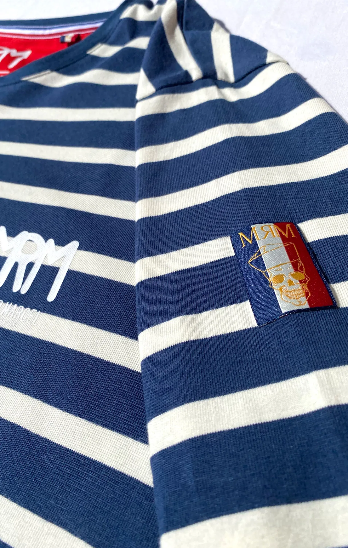 Homme LITTLE MARCEL Tee-shirt col tunisien Homme Mister Marcel TUNIS MARINE ECRU
