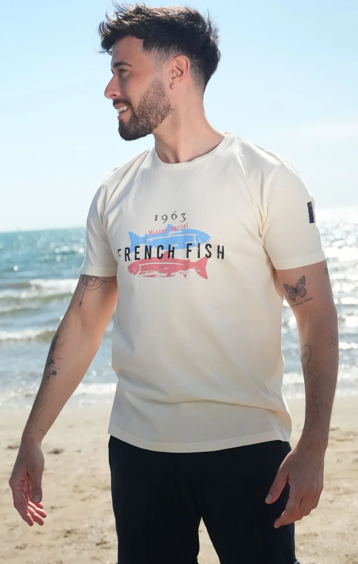 Homme LITTLE MARCEL Tee-shirt Manche Courtes homme Mister Marcel NATURAL ECRU