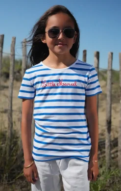 Enfant LITTLE MARCEL Tee-Shirt Manches Courtes Enfant Fille TORCADI BLANC BLEU