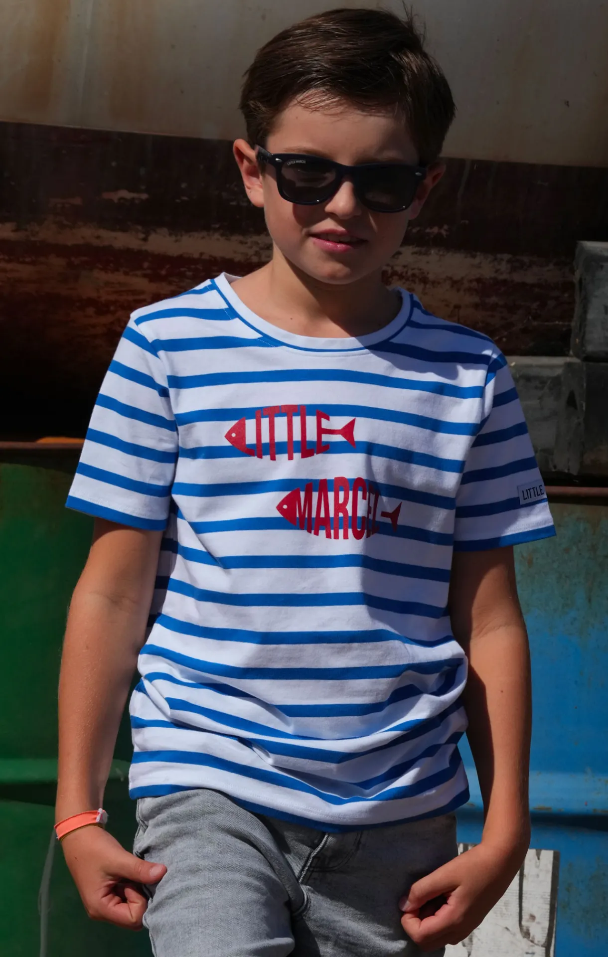 Enfant LITTLE MARCEL Tee-shirt Manches Coutes Enfant Garçon TIFISH BLANC BLEU