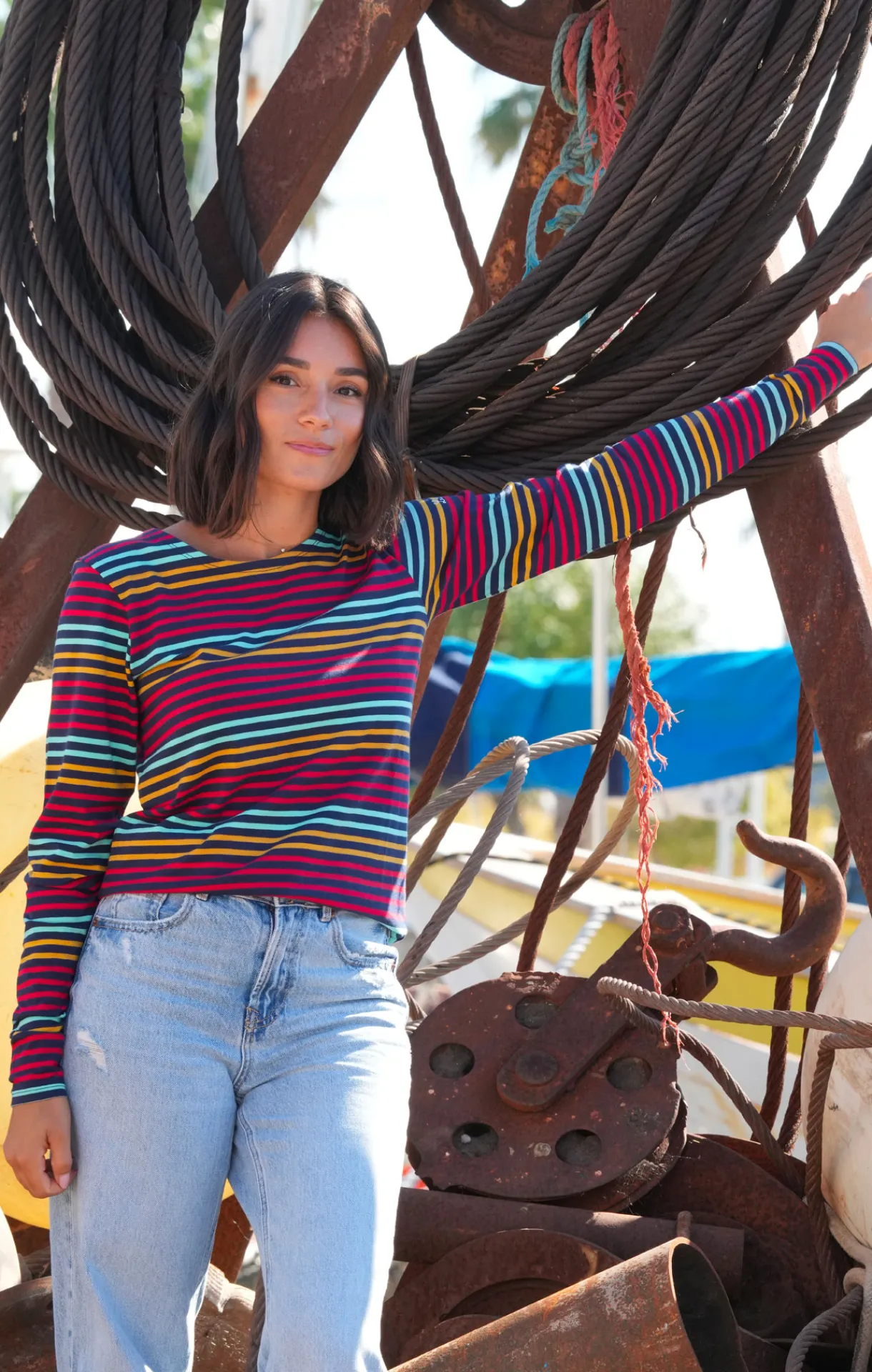 Femme LITTLE MARCEL T-shirt manches longues femme MISTIC MULTI MARINE