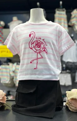 Enfant LITTLE MARCEL T-Shirt mc Fille THEA BIS BLANC/ROSE